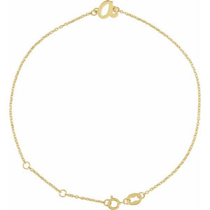 14K White Gold Initial R Bracelet 6.5-7.5 Inches - Elegant Jewelry