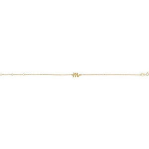 14K White Gold Initial R Bracelet 6.5-7.5 Inches - Elegant Jewelry