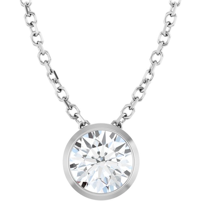 Platinum 1/10 CT Natural Diamond Bezel-Set 16-18" Necklace