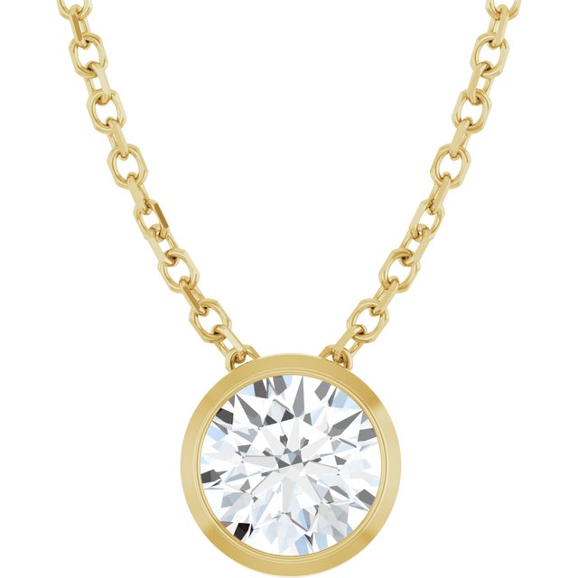 Platinum 1/10 CT Natural Diamond Bezel-Set 16-18" Necklace