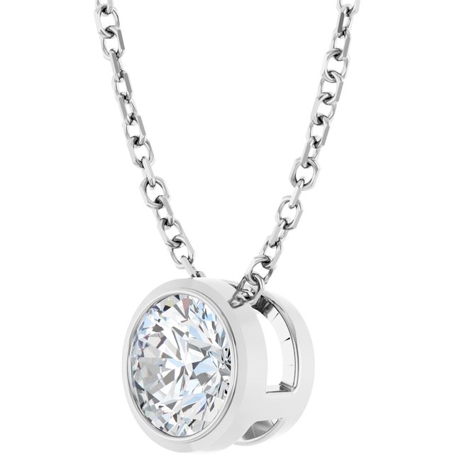 Platinum 1/10 CT Natural Diamond Bezel-Set 16-18" Necklace