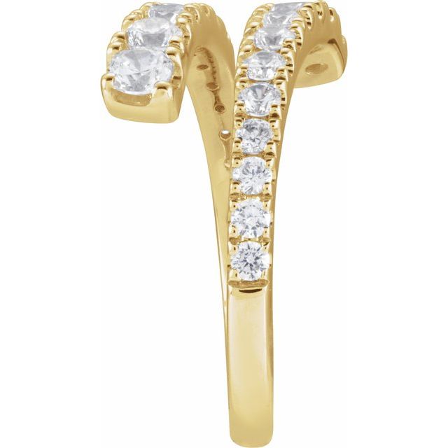 14K Gold Lab-Grown Diamond Bypass Ring - Options Available