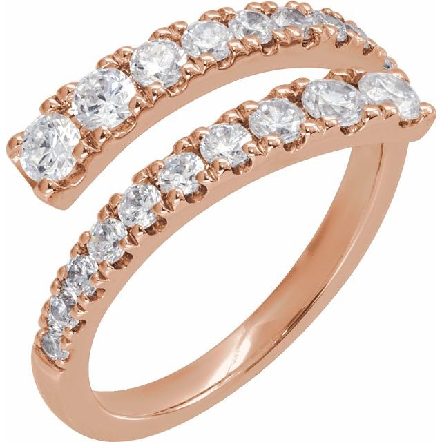 14K Gold Lab-Grown Diamond Bypass Ring - Options Available