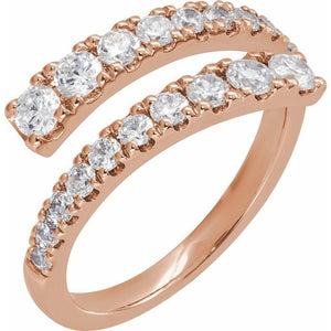 14K Gold Lab-Grown Diamond Bypass Ring - Options Available