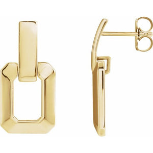 14K Gold Geometric Drop Earring