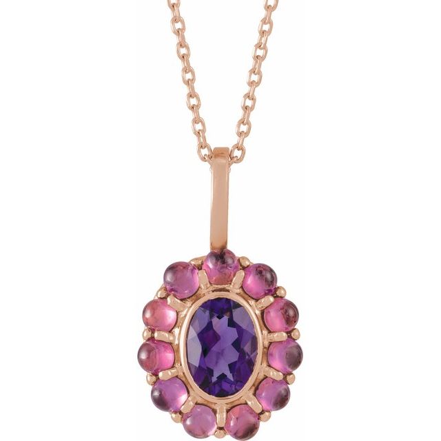 14K Gold Natural Mexican Fire Opal And Natural Cabochon Citrine Halo-Style Pendant