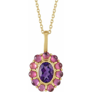 14K Gold Natural Mexican Fire Opal And Natural Cabochon Citrine Halo-Style Pendant