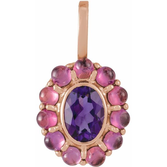 14K Gold Natural Mexican Fire Opal And Natural Cabochon Citrine Halo-Style Pendant