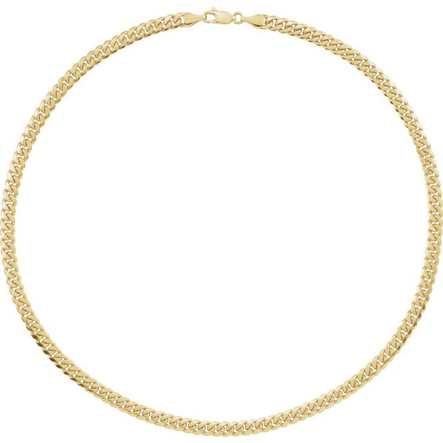 14K Yellow Gold, 5 mm Miami Cuban Curb 18" Chain - Polished Elegance