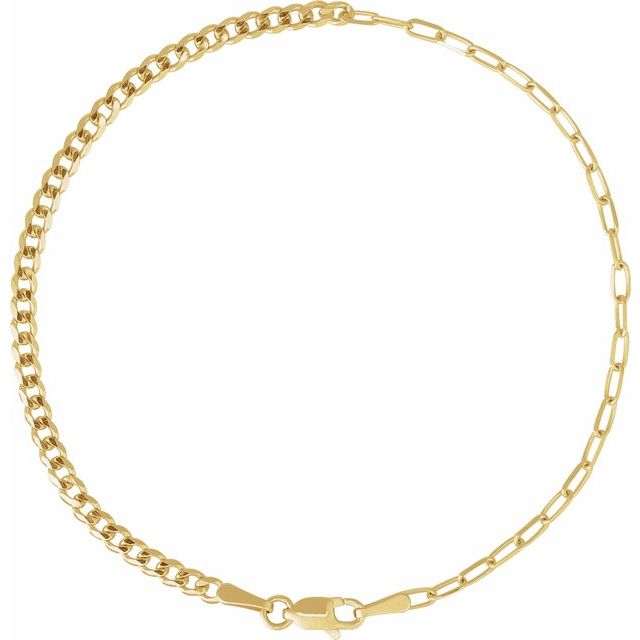 14K Yellow Gold 2.7 mm Curb & Paperclip-Style 7" Chain