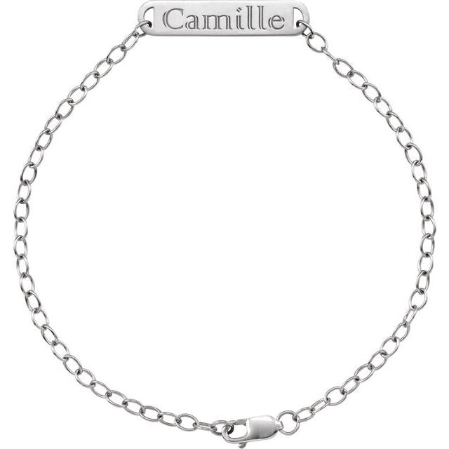 14K Gold Engravable Bar Bracelet