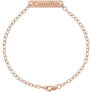 14K White Gold, 7x5 mm Personalizable Engravable Bar Bracelet