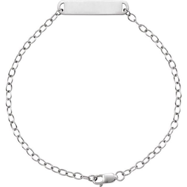 14K White Gold, 7x5 mm Personalizable Engravable Bar Bracelet