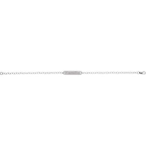 14K White Gold, 7x5 mm Personalizable Engravable Bar Bracelet