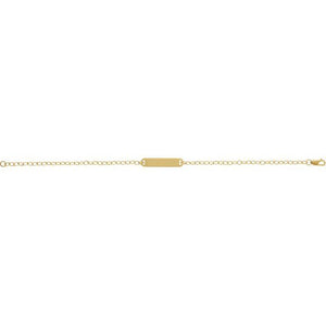 14K White Gold, 7x5 mm Personalizable Engravable Bar Bracelet