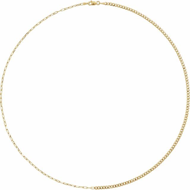 14K Yellow Gold 2.7 mm Curb & Paperclip-Style 16" Chain