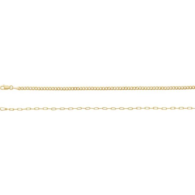 14K Yellow Gold 2.7 mm Curb & Paperclip-Style 16" Chain