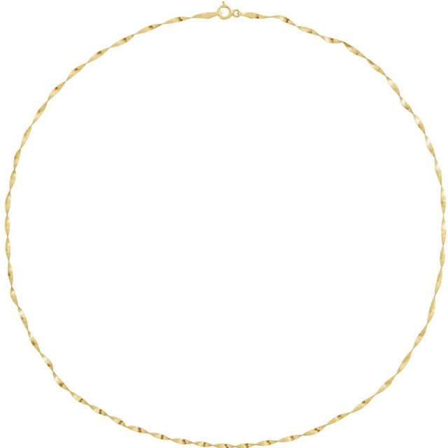 14K Yellow Gold 1.6 mm Twisted Herringbone Chain - 7 Inches