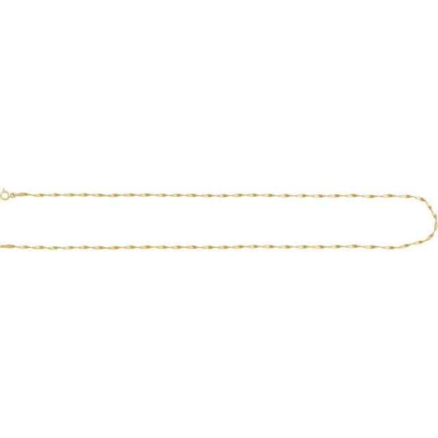 14K Yellow Gold 1.6 mm Twisted Herringbone Chain - 7 Inches