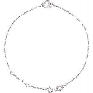 14K White Gold Initial R Bracelet 6.5-7.5 Inches - Elegant Jewelry