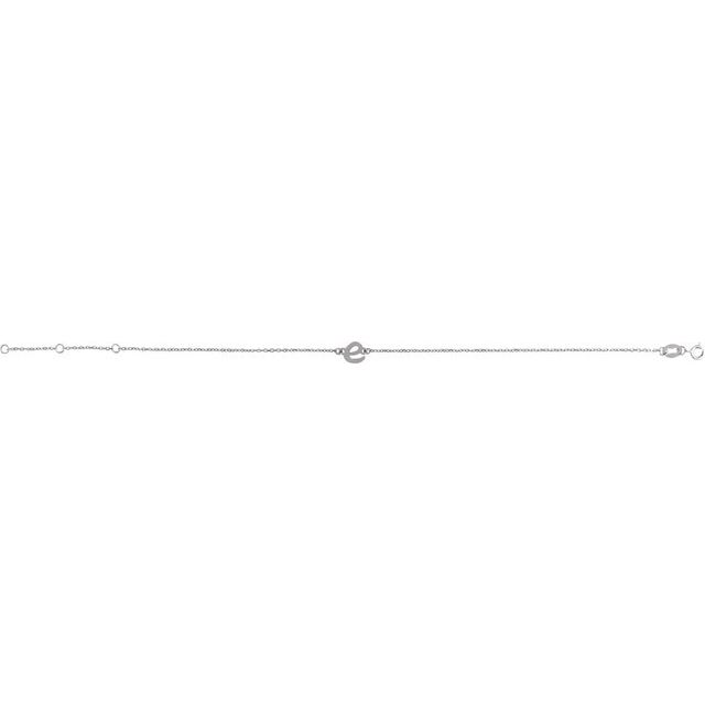 14K White Gold Initial R Bracelet 6.5-7.5 Inches - Elegant Jewelry