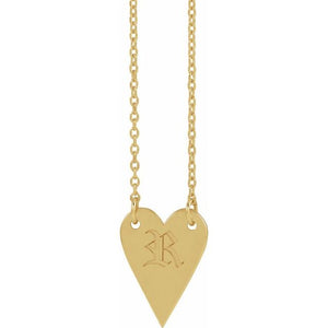14K White Gold Engravable 18x13 mm Heart Necklace
