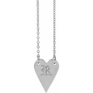 14K White Gold Engravable 18x13 mm Heart Necklace