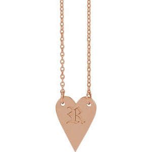 14K White Gold Engravable 18x13 mm Heart Necklace