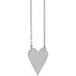 14K White Gold Engravable 18x13 mm Heart Necklace