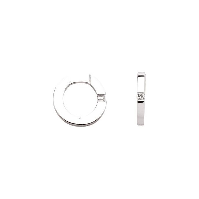 14K Gold Natural Diamond Hinged Hoop Earrings