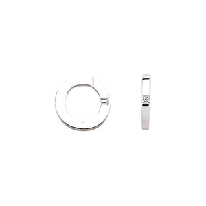 14K Gold Natural Diamond Hinged Hoop Earrings