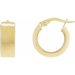14K Yellow Gold 23 mm Modern Flat Tube Hoop Earrings