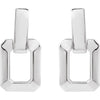 14K White Gold Geometric Drop Earrings - Polished Design