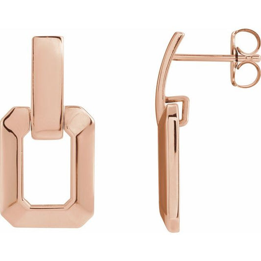 Geometric Drop Earrings in 14K Gold, Silver & Platinum