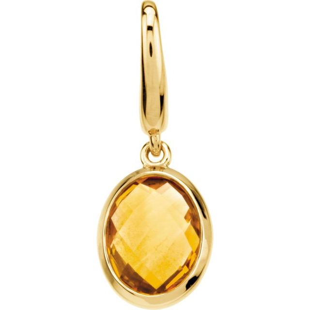 14K Gold Natural Citrine Charm/Pendant