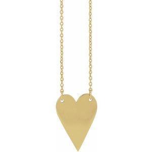 14K White Gold Engravable 18x13 mm Heart Necklace