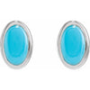 14K White Gold Natural Turquoise 5x3 mm Earrings - Elegant Design