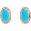 14K White Gold Natural Turquoise 5x3 mm Earrings - Elegant Design