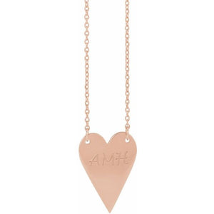 14K White Gold Engravable 18x13 mm Heart Necklace