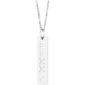 14K Rose Gold 27x6.6 mm 2024 Year Roman Numeral Necklace