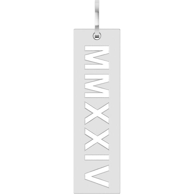 14K White Gold 2024 Roman Numeral Pendant - Polished Finish