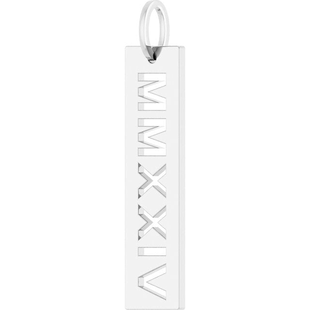 14K White Gold 2024 Roman Numeral Pendant - Polished Finish