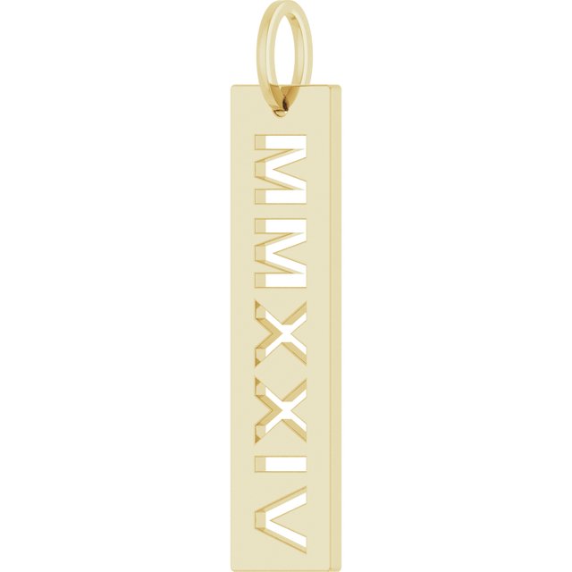 14K White Gold 2024 Roman Numeral Pendant - Polished Finish