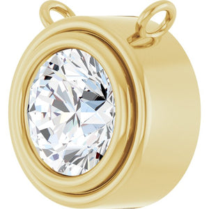 14K Rose Gold Bezel Set 1/4 CT Natural Diamond Necklace Center