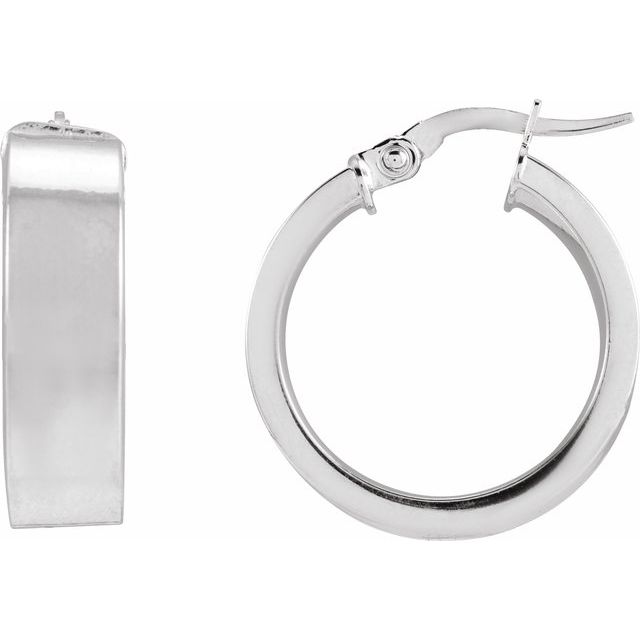 14K Gold Hollow Flat Tube Hoop Earrings