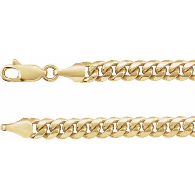 14K Yellow Gold, 5 mm Miami Cuban Curb 18" Chain - Polished Elegance