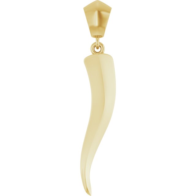 Polished Platinum Italian Horn Pendant - Exquisite Protection Design