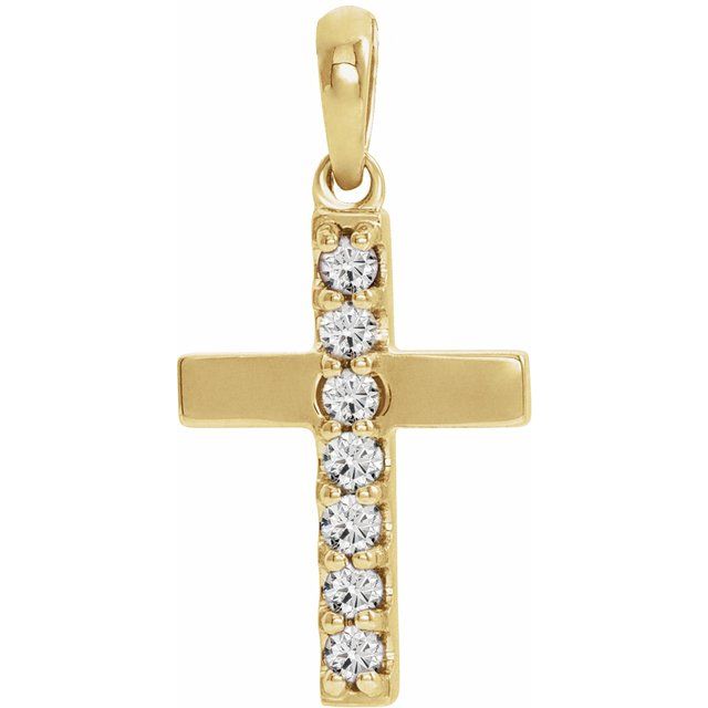 14K Gold Natural Multi-Colored Gemstone Cross Pendant