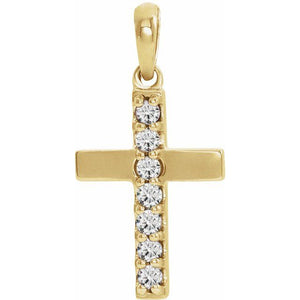 14K Gold Natural Multi-Colored Gemstone Cross Pendant