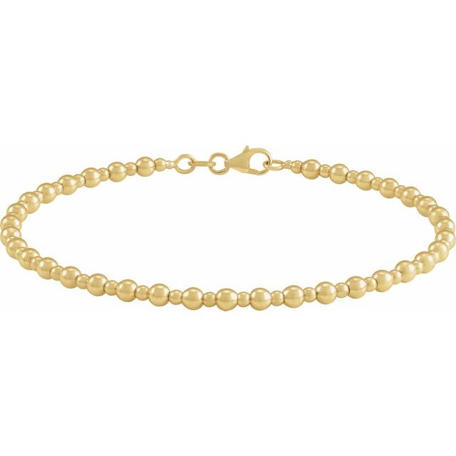 14K Yellow Gold, 7x5 mm Beaded Bracelet – Elegant Luxury Design